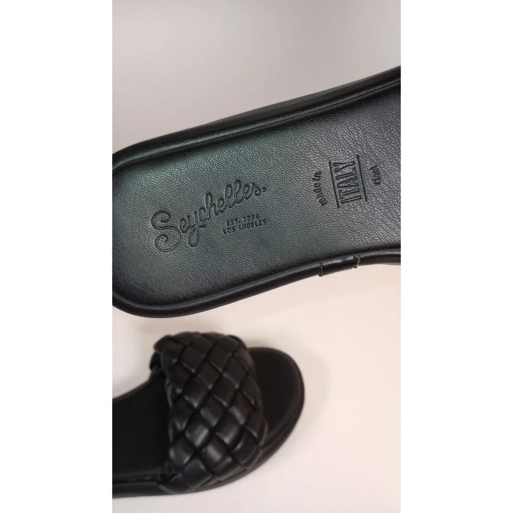 Seychelles Bellissima Black Woven Slides Sandals Womens Size 8 Made in Italy
